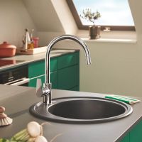 Grohe BauEdge Einhand-Küchenarmatur mit C-Auslauf, ausziehbar, chrom 30536000