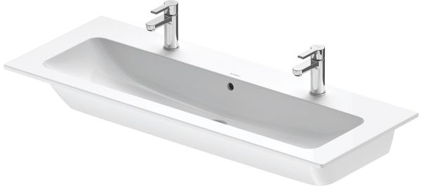 Duravit ME by Starck Waschtisch rechteckig 123x49cm, mit 2 Hahnlöchern, mit Überlauf, weiß 2361120024