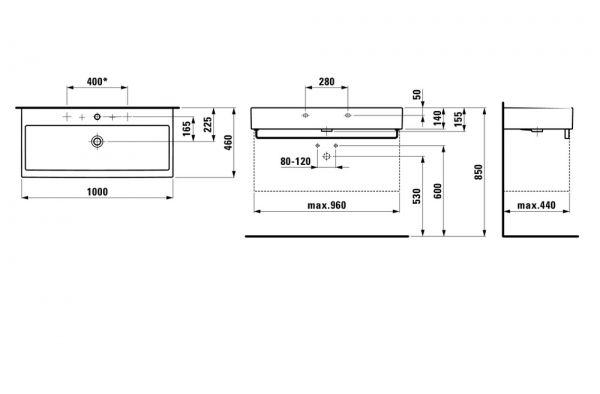 Laufen Living City Waschtisch mit Überlauf 100x46cm