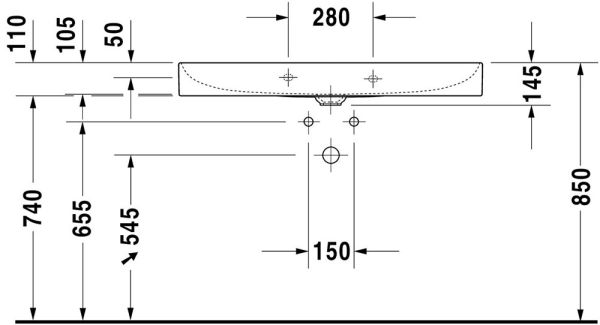 Duravit DuraSquare Waschtisch 100x47cm, ohne Überlauf, mit Wondergliss, mit nicht verschließbarem Ablaufventil, weiß 23531000701