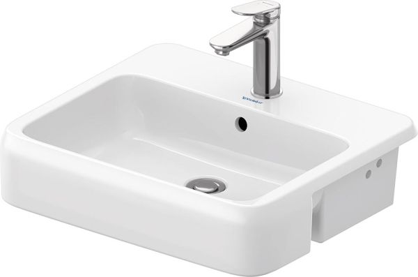 Duravit Qatego Halbeinbauwaschtisch 55x47cm mit Hahnloch, HygieneGlaze, weiß 0399552000