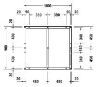 Vorschau: Duravit Tempano Fußgestell höhenverstellbar 70 - 100mm 1000x900x85mm