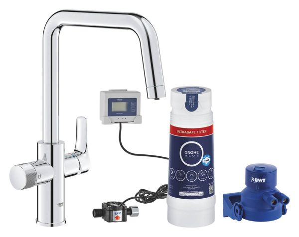 Grohe Blue Pure Start Küchenarmatur Starter Kit mit U-Auslauf und Ultrasafe Filter, chrom 30594000