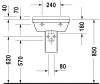 Vorschau: Duravit Starck 3 Waschtisch rechteckig 50x36cm, mit 1 Hahnloch, mit Überlauf, weiß 0300500000