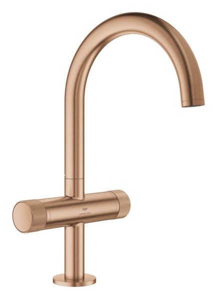 Grohe Atrio 2-Griff-Waschtischarmatur L-Size, Push-Open, Knopfbetätigung, warm sunset gebürstet 21138DL0 