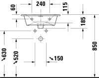 Vorschau: Duravit Viu Handwaschbecken rechteckig 53x43cm, mit Ablaufventil, 1 Hahnloch und Überlauf, weiß 2344530000