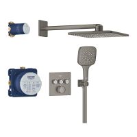 Vorschau: Grohe Grohtherm SmartControl Duschsystem mit Rainshower SmartActive 310 Cube hard graphite gebürstet