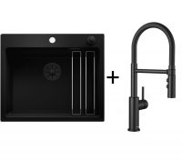 Vorschau: Blanco Etagon 6 Granitspüle mit Catris-S Flexo Küchenmischer, Komplett-Set, schwarz matt