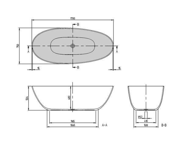 Villeroy&Boch Antao freistehende Badewanne, 170x75cm