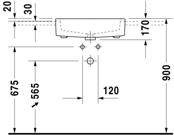 Duravit Vero Halbeinbauwaschtisch 55x47cm, mit Überlauf, ohne Wondergliss, weiß 0314550000