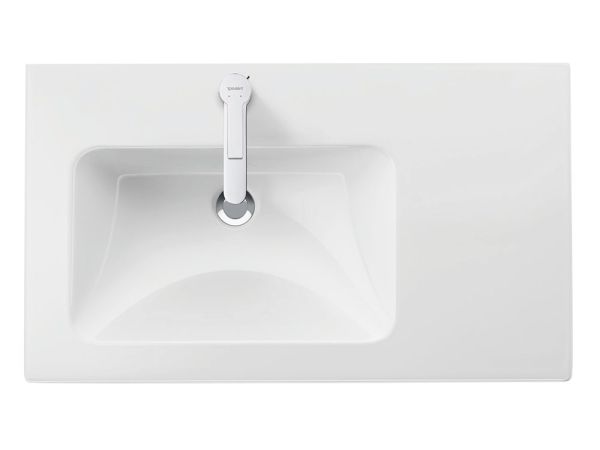 Duravit ME by Starck Waschtisch rechteckig 83x49cm, 1 Hahnloch, mit Überlauf, Becken links, weiß 2345830000