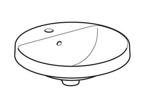 Geberit VariForm Einbauwaschtisch mit 1 Hahnloch, Unterseite glasiert, rund, weiß 500705012_1