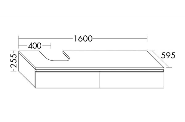 Burgbad Cube Waschtischunterschrank 160x59,5cm passend zu Grohe Cube, Höhe 25,5cm, 2 Auszüge