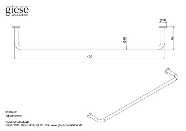 Giese Handtuchbügel starre Ausführung 41cm, schwarz matt