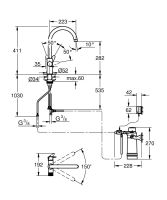 Vorschau: Grohe Blue Pure BauCurve Küchenarmatur Starter Set, mit C-Auslauf und Ultrasafe Filter, chrom