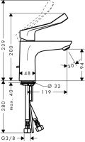 Vorschau: Hansgrohe Focus Einhebel-Waschtischmischer 100 mit Ablaufgarnitur und extra langem Griff, chrom