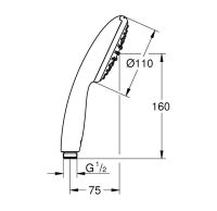 Vorschau: Grohe Tempesta 110 Handbrause 1-strahlig, wassersparend, chrom