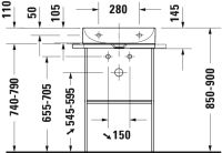 Vorschau: Duravit DuraSquare Waschtisch rechteckig 50x40cm, ohne Hahnloch, ohne Überlauf, WonderGliss, weiß