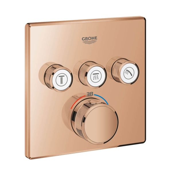 Grohe Grohtherm SmartControl Thermostat, 3 Verbraucher, eckig, warm sunset 29126DA0