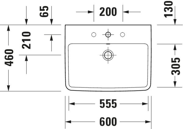 Duravit Duravit No.1 Waschtisch rechteckig 60x46cm, mit Hahnloch, mit Überlauf, weiß 2375600000