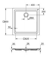 Vorschau: Grohe Universal Duschwanne 80x80x3cm, weiß 39302000 2