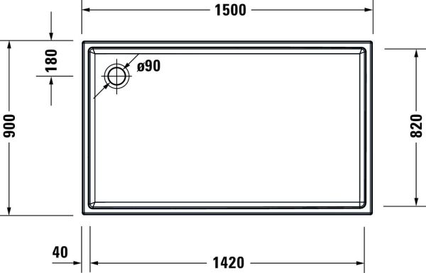 Duravit Starck Slimline Duschwanne rechteckig 90x150cm, Sanitäracryl, weiß