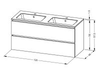 Vorschau: RIHO Spring Dew Doppelwaschtisch mit Waschtischunterschrank 120x46cm