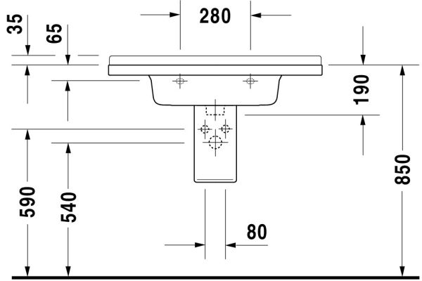 Duravit Starck 3 Waschtisch rechteckig 85x48,5cm, mit 1 Hahnloch, mit Überlauf, WonderGliss, weiß 03048000001