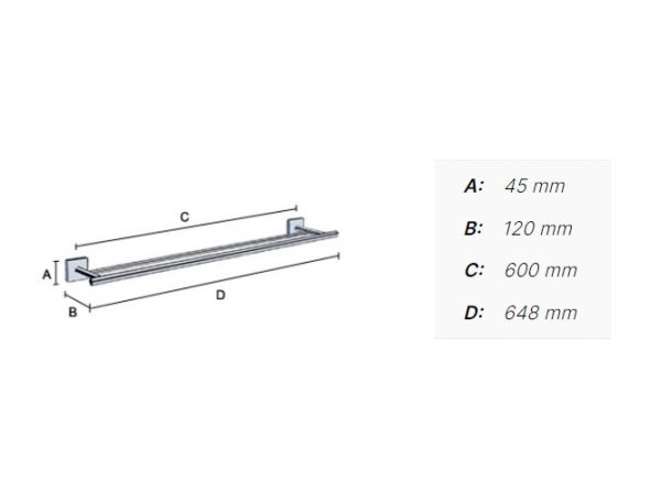 Smedbo House doppelte Handtuchstange 60cm, chrom matt