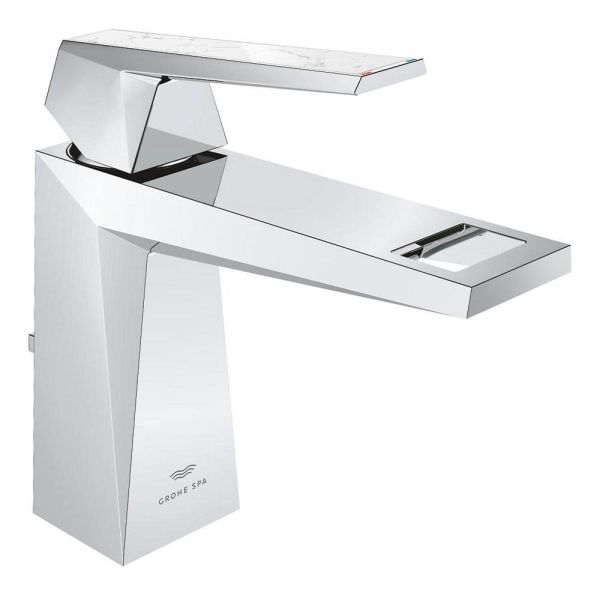 Grohe Allure Brilliant Einhand-Waschtischbatterie M-Size, White Attica Caesarstone Griff-Einlage, chrom 24398000