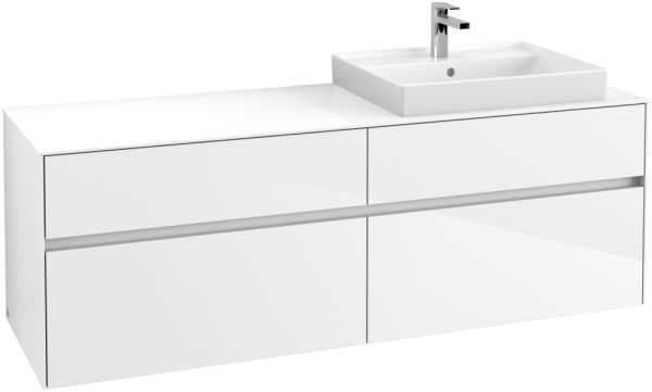 Villeroy&Boch Collaro Waschtischunterschrank passend zu Aufsatzwaschtisch 4A336G, 4 Auszüge, 160cm weiß C02300DH