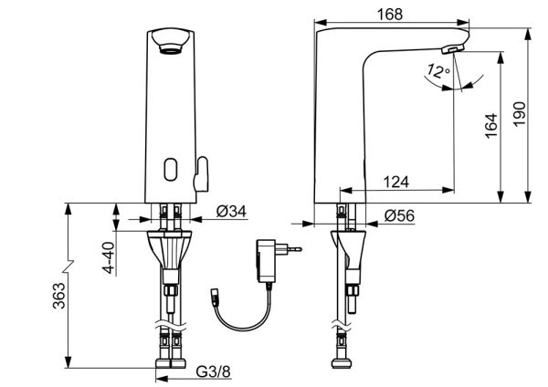 Hansa Hansaelectra Safety berührungslose Waschtischarmatur Netzbetrieb, hoher Auslauf, chrom