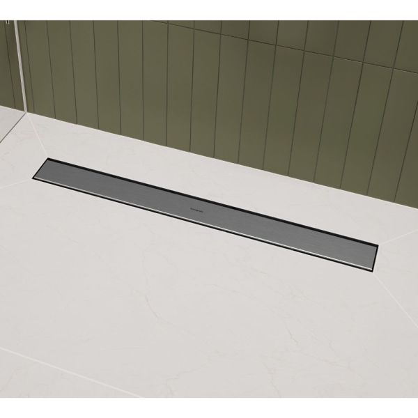 RainDrain Go Komplettset Duschrinne 80cm befliesbar für Standard-/flache Installation, edelstahl gebürstet 56273800