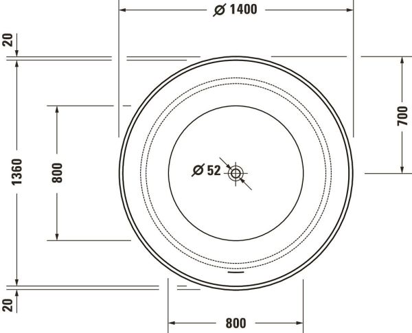 Duravit White Tulip freistehende Badewanne rund 140x140cm, weiß