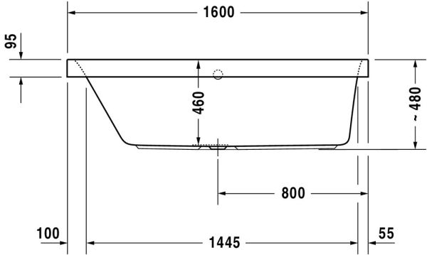 Duravit Happy D.2 Einbau-Badewanne rechteckig, Rückenschräge links, 160x70cm, weiß