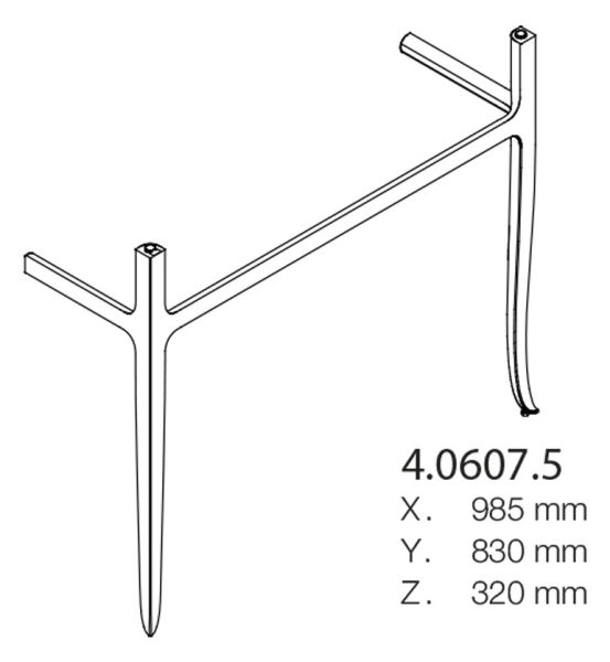 Laufen The New Classic Waschtischgestell aus Nussbaumholz, passend zu Möbelwaschtisch 81385.7, techn. Zeichnung