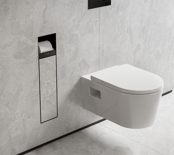 Hansgrohe XtraStoris Rock Einbau Toilettenbürstenhalter mit Papierhalter, befliesbar, schwarz matt 56062670