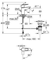 Vorschau: Grohe BauLoop Waschtischarmatur S-Size mit Ablaufgarnitur, Energie-Spar-Funktion, chrom