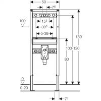 Vorschau: Geberit Duofix Element für Waschtisch, 130 cm, AP-Wandarmatur, mit UP-Siphon