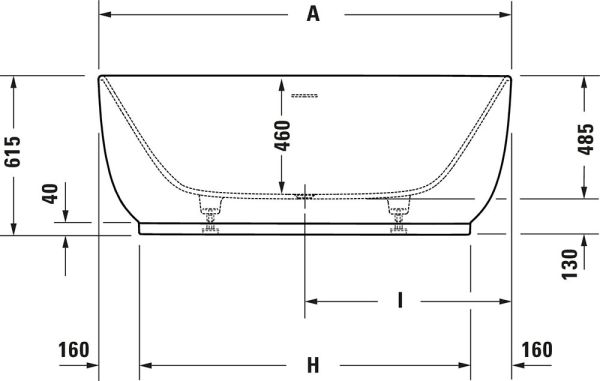 Duravit Luv freistehende Badewanne oval 160x75cm, weiß