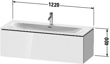 Duravit L-Cube Waschtischunterschrank wandhängend 122x48cm mit 1 Schublade für Viu 234412, techn. Zeichnung