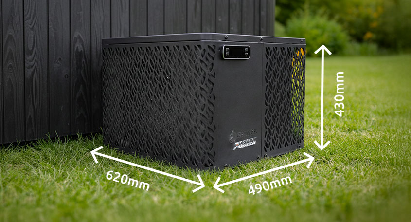 Poolex O'SPA Flow mit kompakten Abmessungen 620 x 490 x 430 mm im Garten