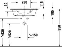 Vorschau: Duravit Viu Waschtisch 63x49cm, mit Ablaufventil, mit Überlauf, 1 Hahnloch, WonderGliss, weiß 23446300001