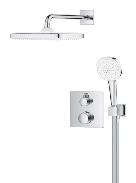 Grohe Grohtherm Duschsystem Unterputz mit Tempesta 250 Cube, eckig, chrom