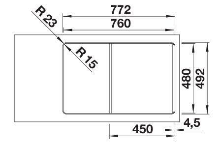 Blanco SILGRANIT® Adira 45 S-F Küchenspüle mit Ablauffernbedienung, Becken reversible einbaubar