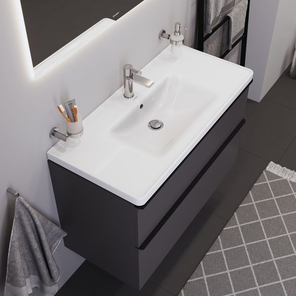 Duravit D-Neo Waschtisch rechteckig 100,5x48cm, mit Hahnloch und Überlauf, mit WonderGliss, weiß