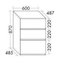 Vorschau: Burgbad Lin20 Unterschrank mit 3 Auszüge, bodenstehend, 60x48,7cm 