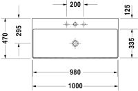 Vorschau: Duravit DuraSquare Waschtisch 100x47cm, ohne Überlauf, ohne Hahnloch, mit nicht verschließbarem Ablaufventil, weiß 2353100070