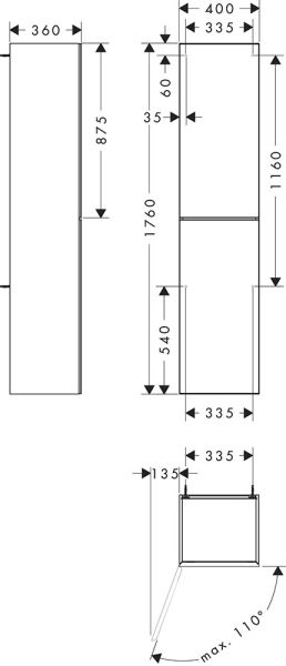 Hansgrohe Xevolos E Hochschrank 176x40x36cm, Türanschlag links