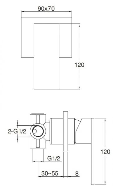 Steinberg Brause-Einhebelmischer mit Unterputz-Einbaukörper 1/2", chrom